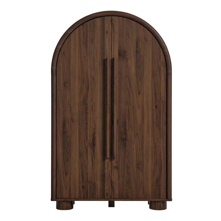 Bellamy Arched Fold-Out Desk Cabinet — Walnut — detail view