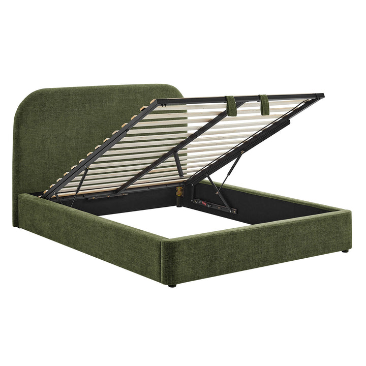 Keynote Fabric Upholstered Storage Platform Bed Frame — Queen / Foliage — alternate view