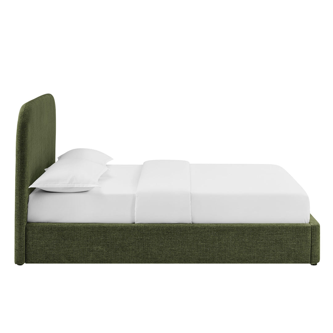 Keynote Fabric Upholstered Storage Platform Bed Frame — Queen / Foliage — detail view