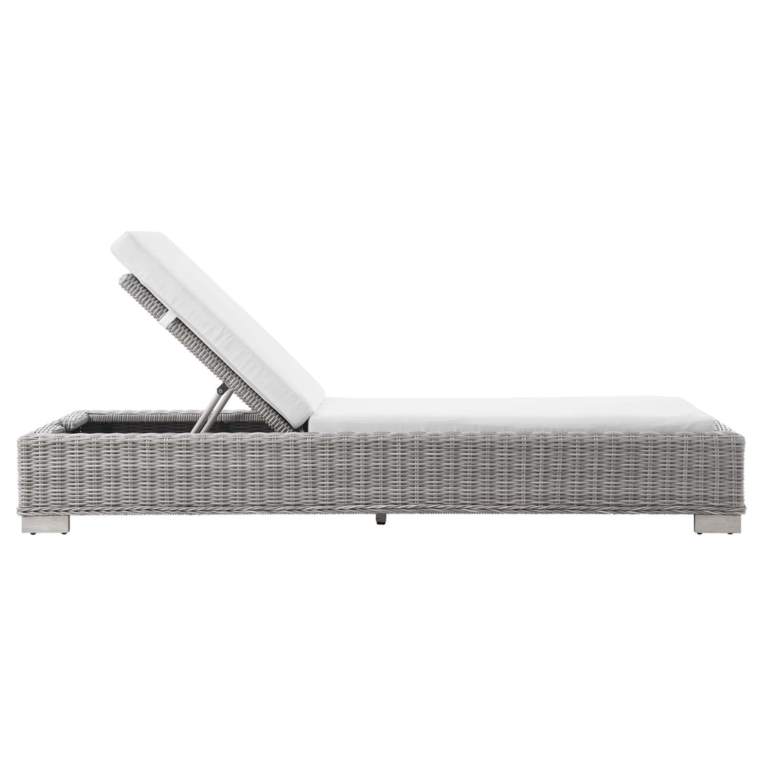 Conway Outdoor Wicker Rattan Chaise Lounge — Light Gray White — alternate view