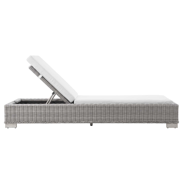 Conway Outdoor Wicker Rattan Chaise Lounge — Light Gray White — alternate view