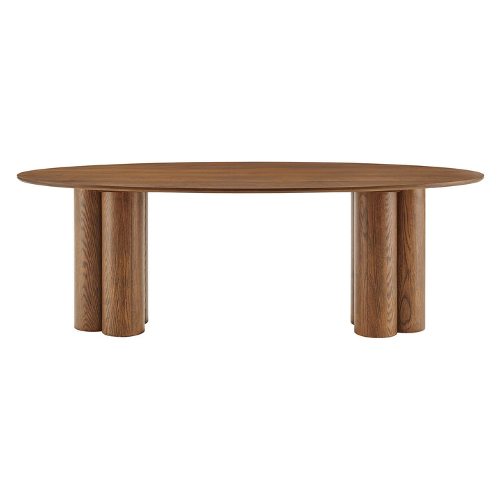 Renwick 79 Inch Oak Veneer Oval Pedestal Dining Table — Walnut — alternate view
