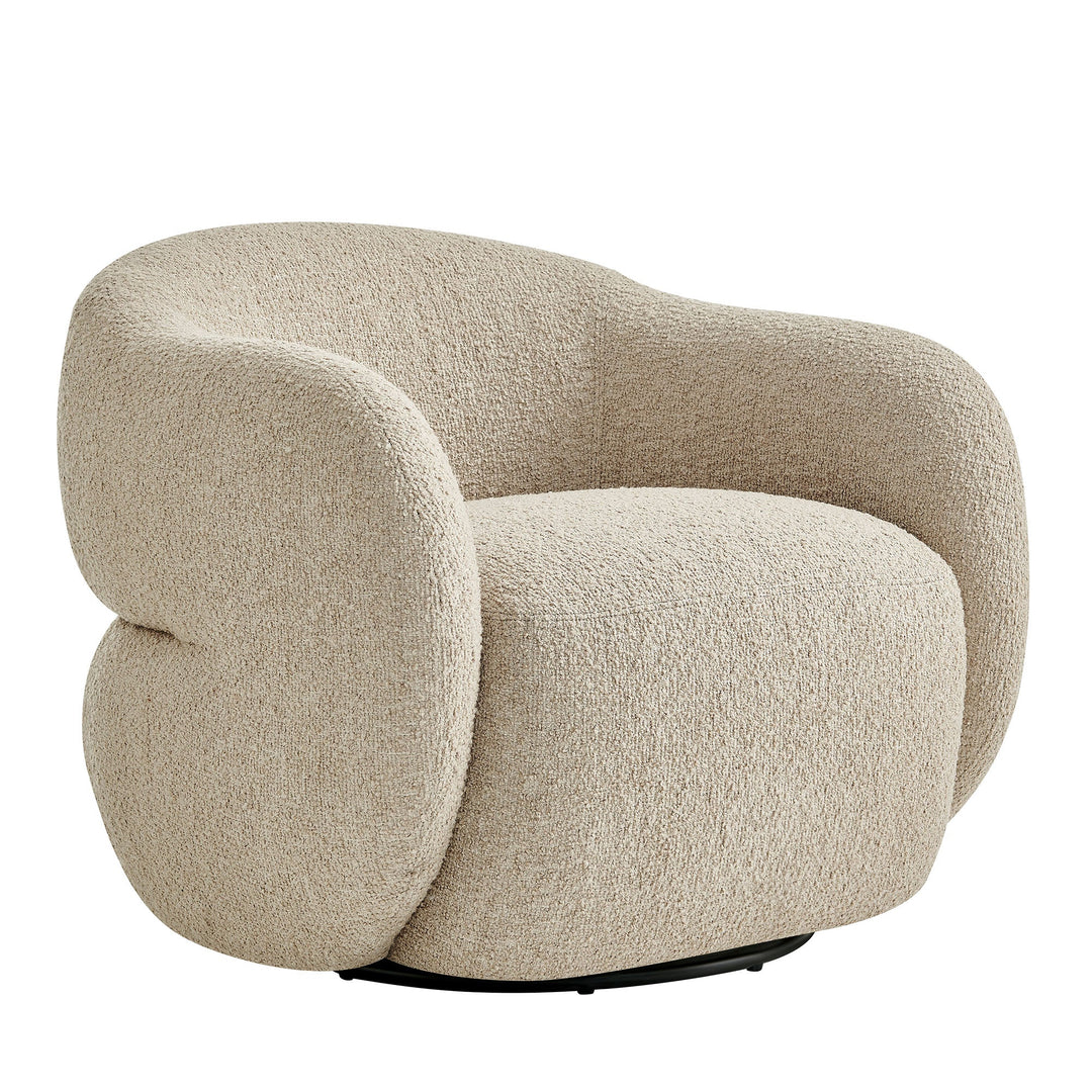 Selby Textured Woven Fabric Swivel Accent Chair — Linen — front view