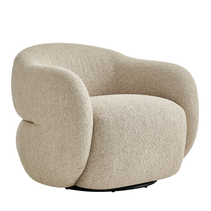 Selby Textured Woven Fabric Swivel Accent Chair — Linen — front view