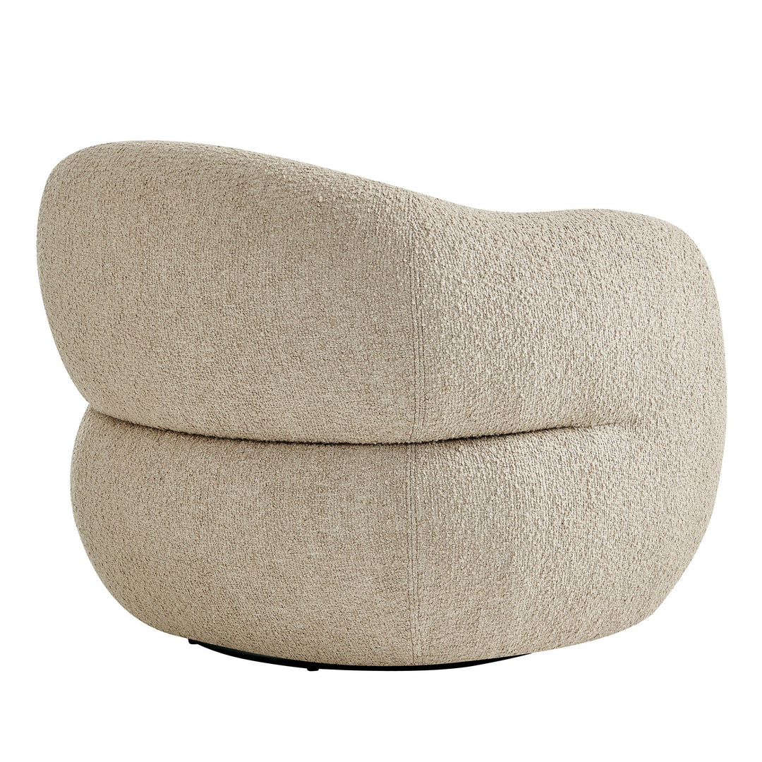 Selby Textured Woven Fabric Swivel Accent Chair — Linen — detail view