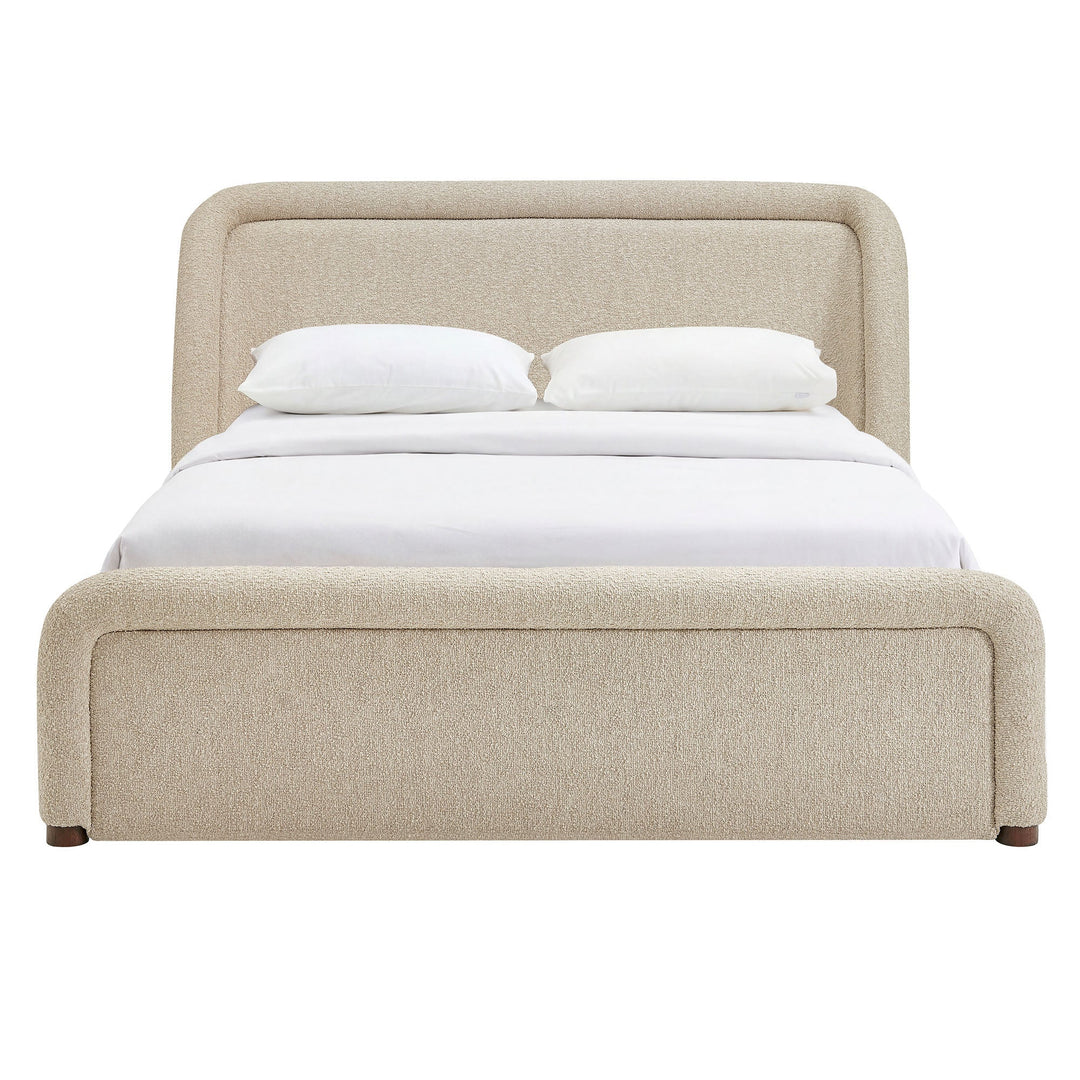Tasmin Upholstered Fabric Platform Bed — Linen / Queen — detail view
