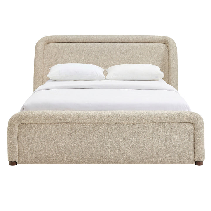 Tasmin Upholstered Fabric Platform Bed — Linen / Queen — detail view