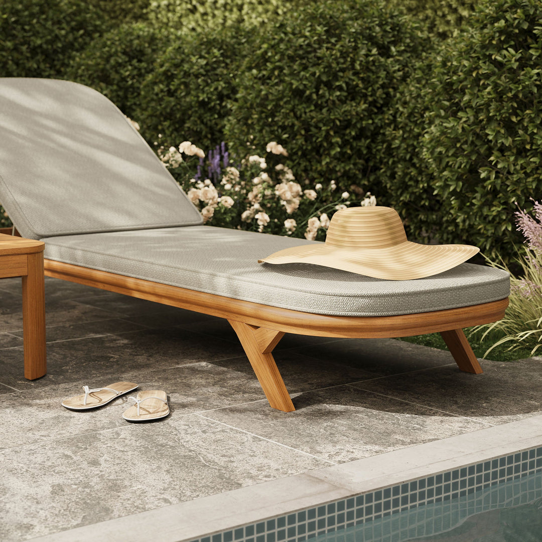 Kona 3-Piece Outdoor Teak Wood Chaise Lounge Set — Sand — alternate view
