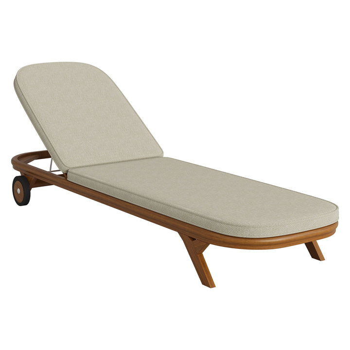 Kona 3-Piece Outdoor Teak Wood Chaise Lounge Set — Sand — detail view