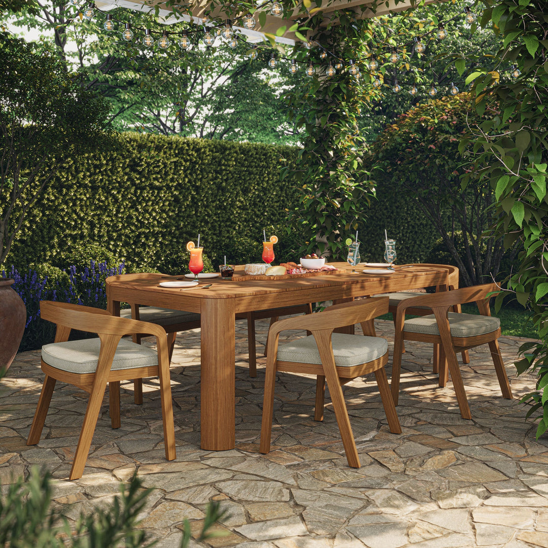 Kona 7-Piece Outdoor Teak Wood Dining Set — Sand — room setting