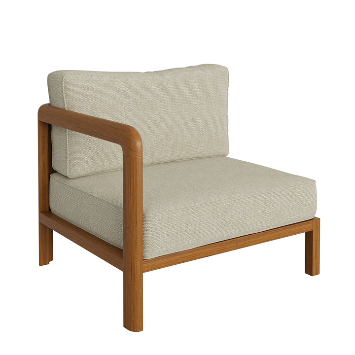 Kona 6-Piece Outdoor Teak Wood Modular Sofa — Sand — detail view