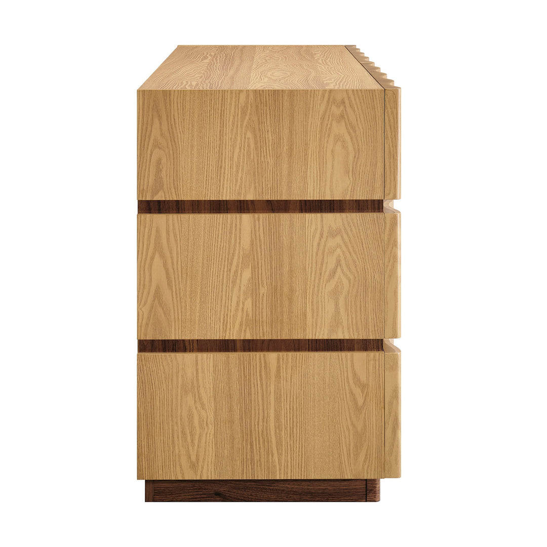 Isola Wavy 6 Drawer Dresser — Light Oak Walnut — alternate view