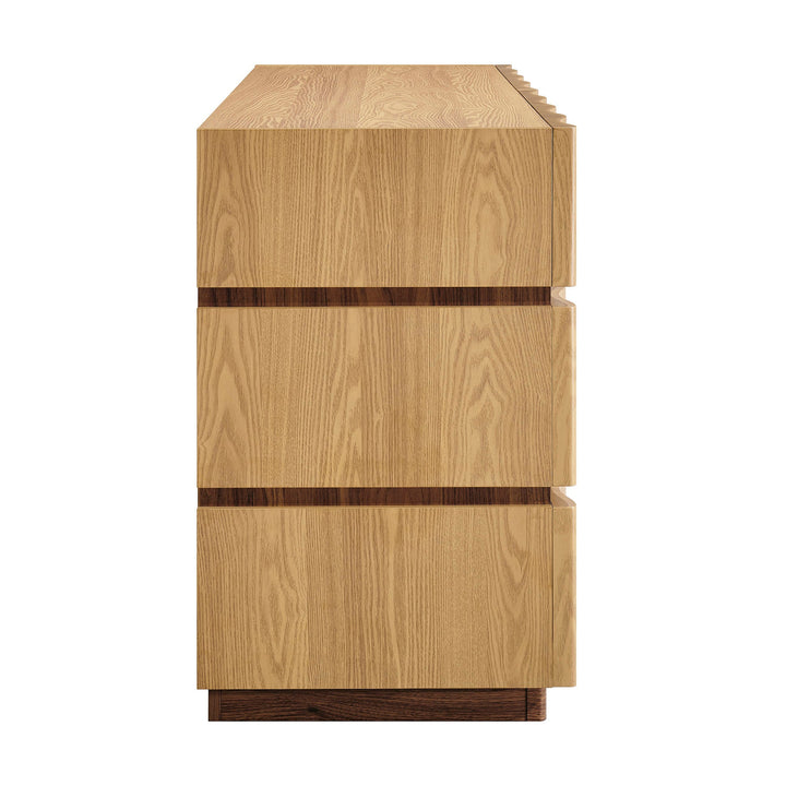 Isola Wavy 6 Drawer Dresser — Light Oak Walnut — alternate view