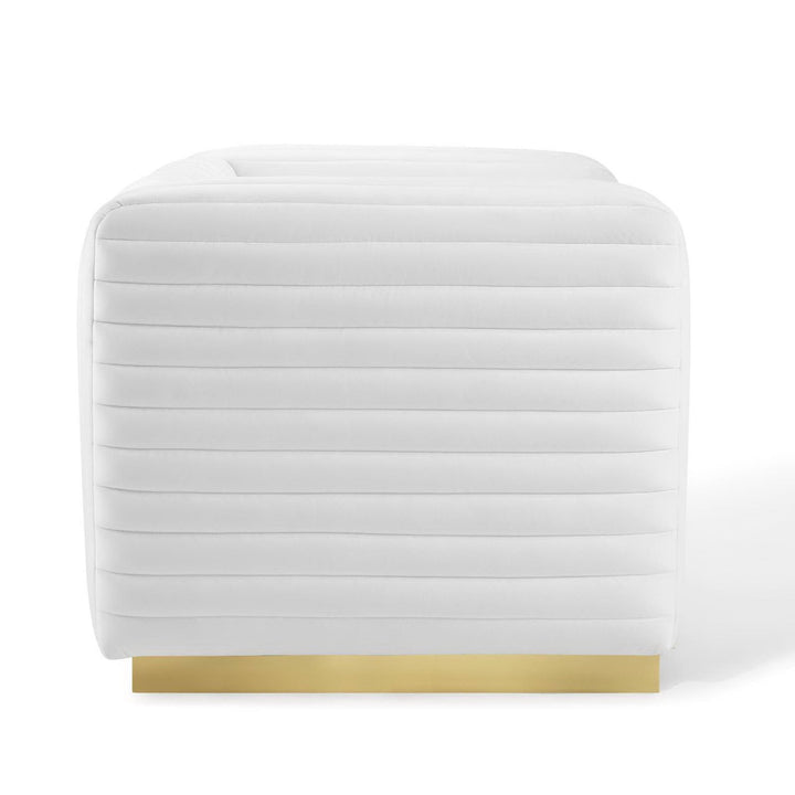 Charisma Channel Tufted Performance Velvet Accent Armchair — White — detail view