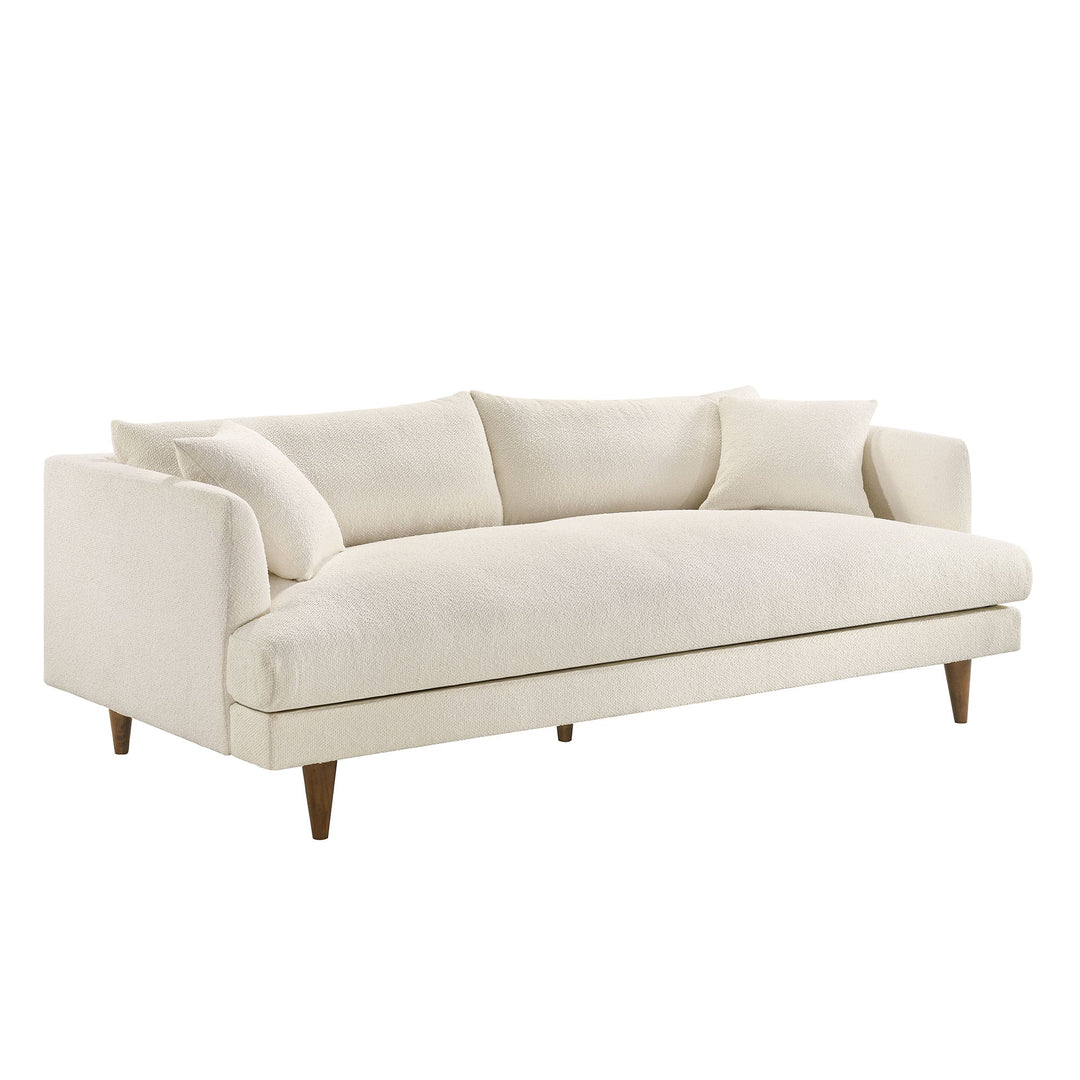 Zoya Down Filled Overstuffed Boucle Sofa — Cream — front view
