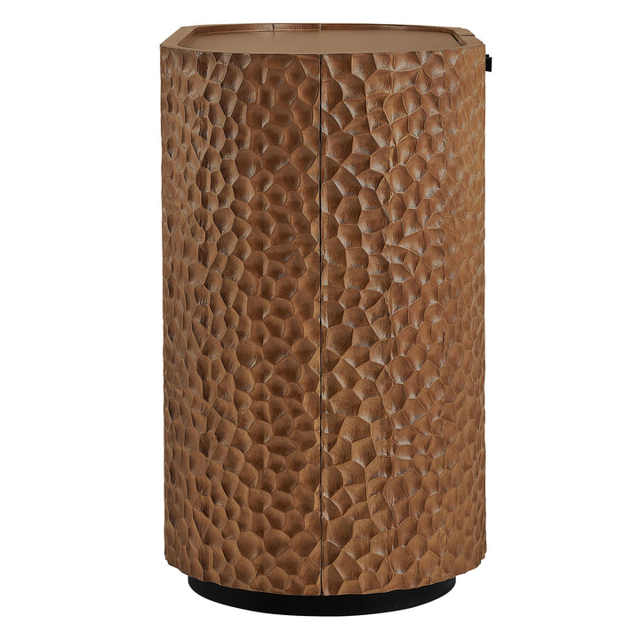 Aven 36 Inch Chiseled Curved Wood 2 Door Accent Cabinet — Walnut — alternate view