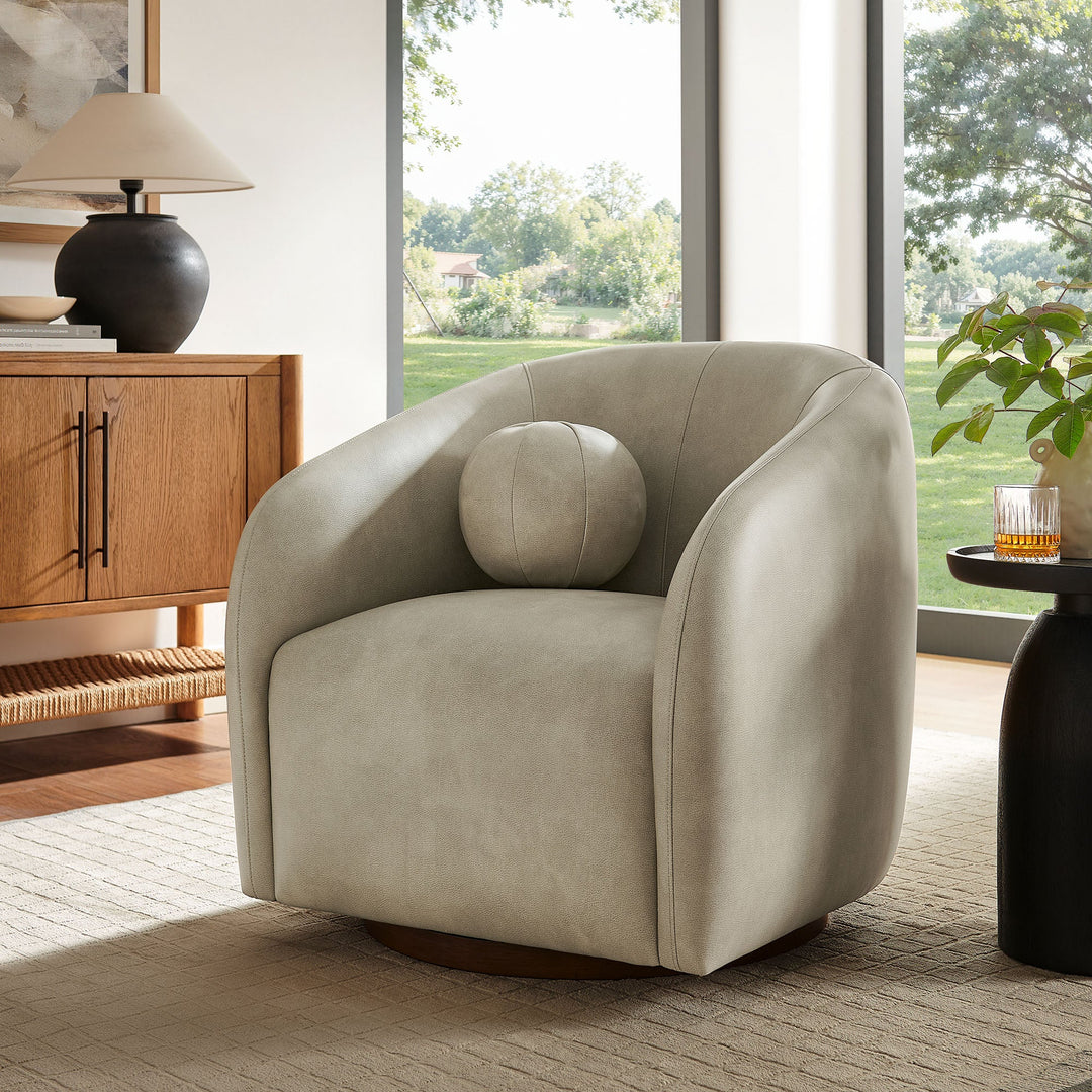 Holland Vegan Leather Swivel Chair — Mineral — room setting