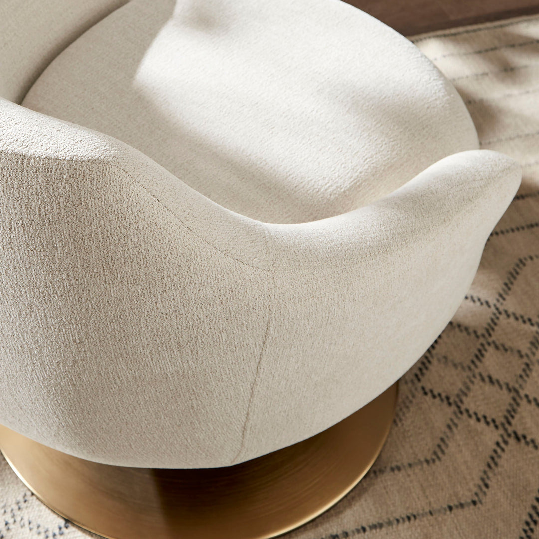 Quimby Chenille Swivel Chair — Ivory — product view 2