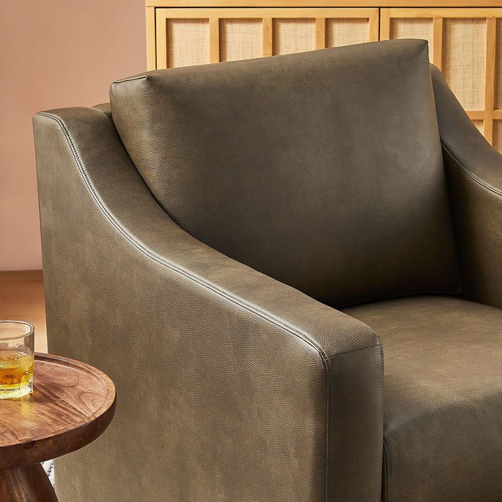 Liora Vegan Leather Swivel Chair — Mushroom — product view 2