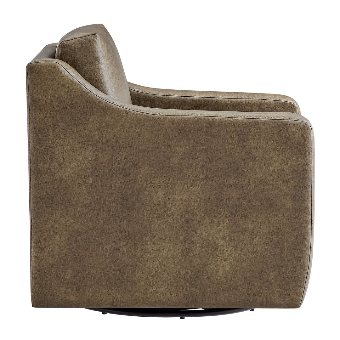Liora Vegan Leather Swivel Chair — Mushroom — product view 3