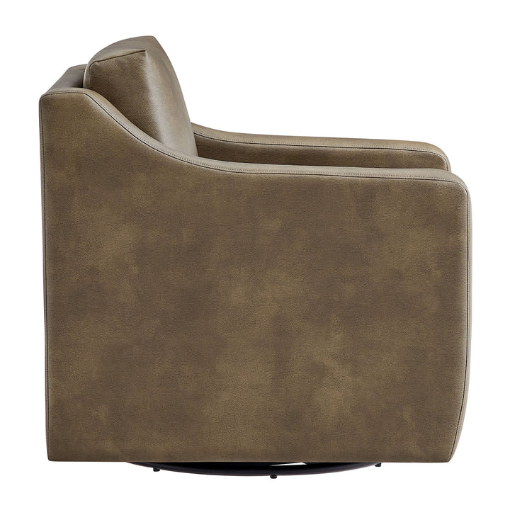 Liora Vegan Leather Swivel Chair — Mushroom — product view 3