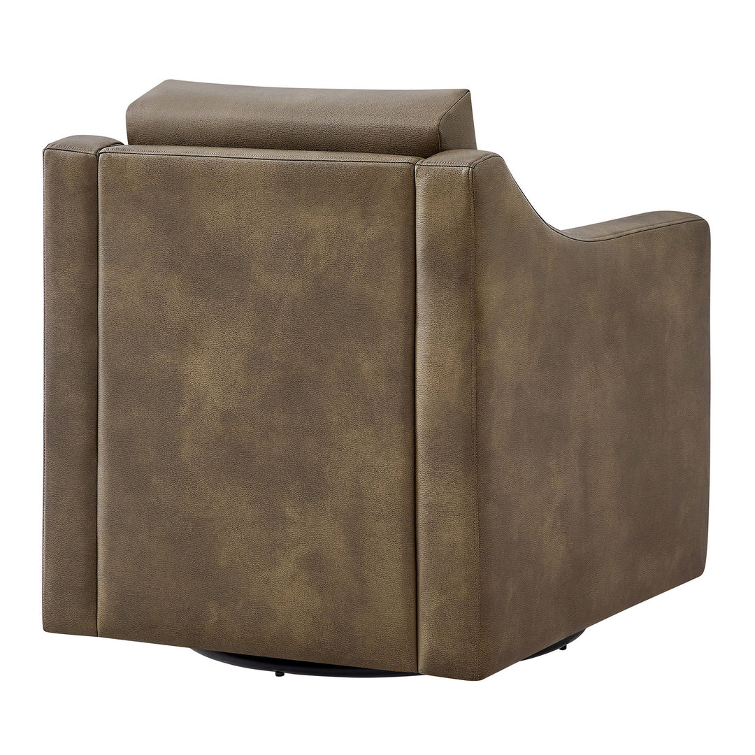 Liora Vegan Leather Swivel Chair — Mushroom — product view 4