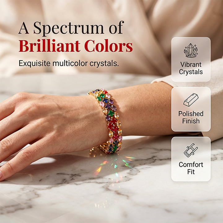 Multicolor Tennis-Style Bracelet — additional details and use