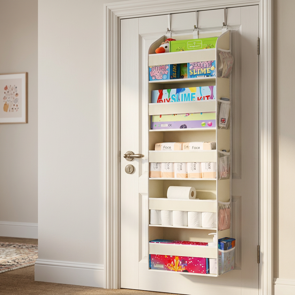 Over-Door Hanging Organizer — additional details and use