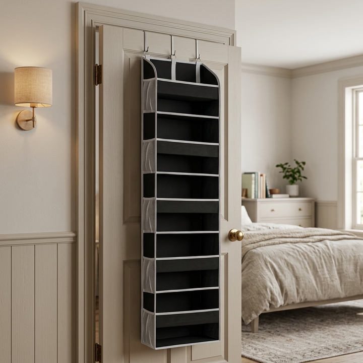 Over-Door Hanging Organizer — additional details and use