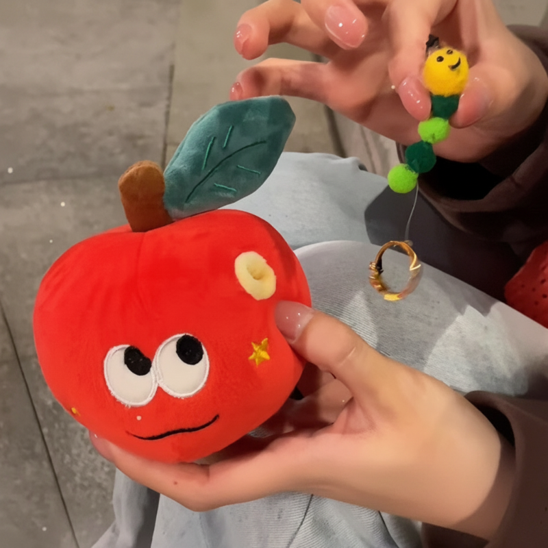 Plush Apple Keychain Charm — additional details and use