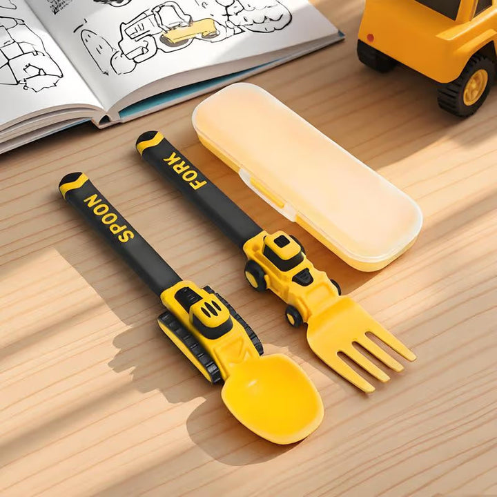 Construction-Themed Utensil Set — detail view