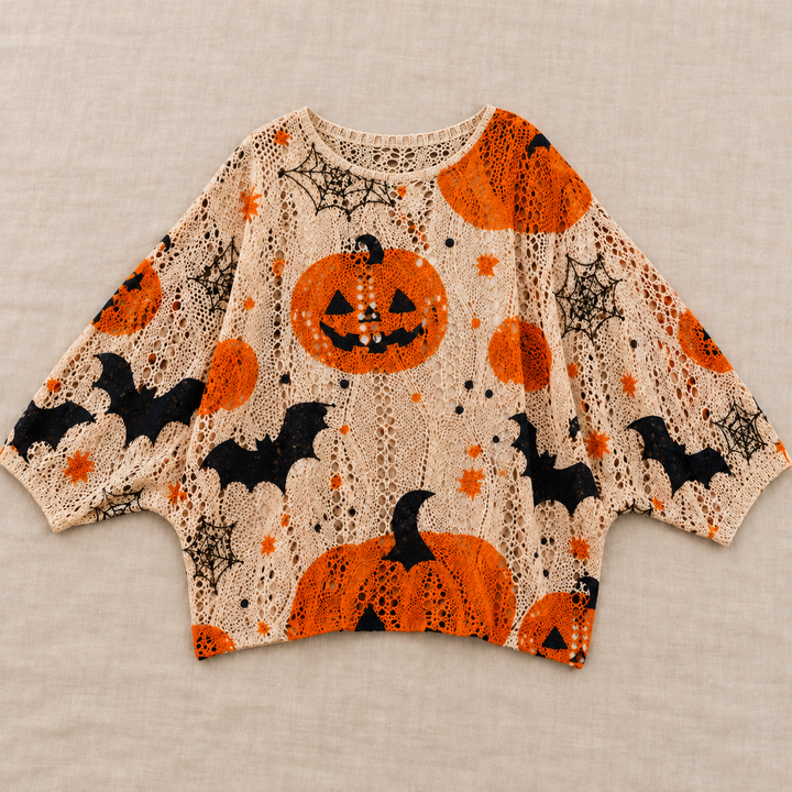 Pumpkin Batwing Knit Sweater — styled product view
