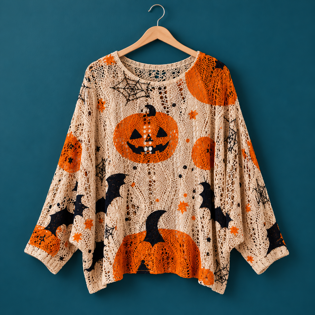 Pumpkin Batwing Knit Sweater — styled product view