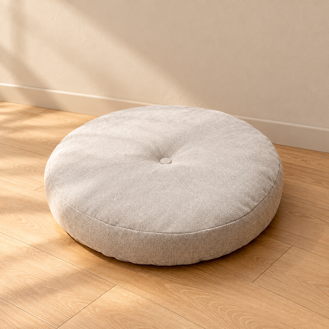 Round Meditation Cushion — styled product view