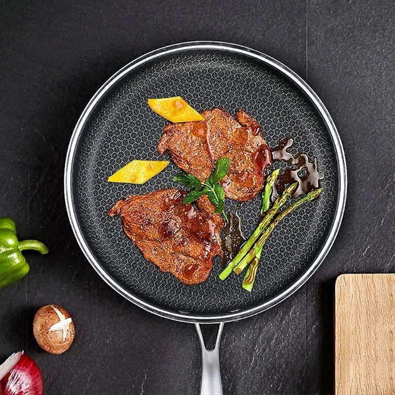 Stainless Steel Frying Pan — detail view