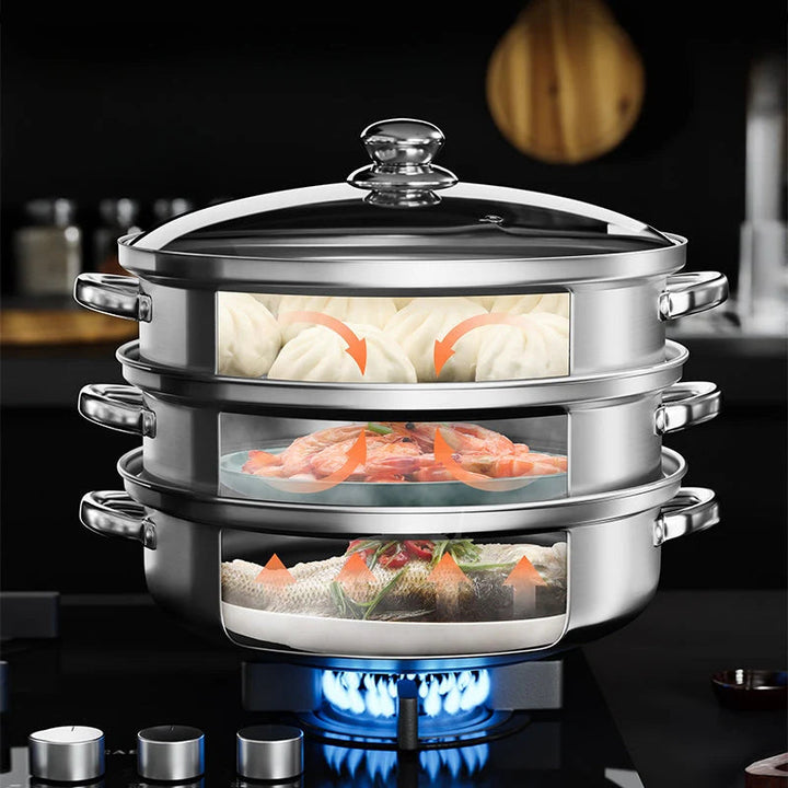 Three-Tier Cooking Steamer — detail view
