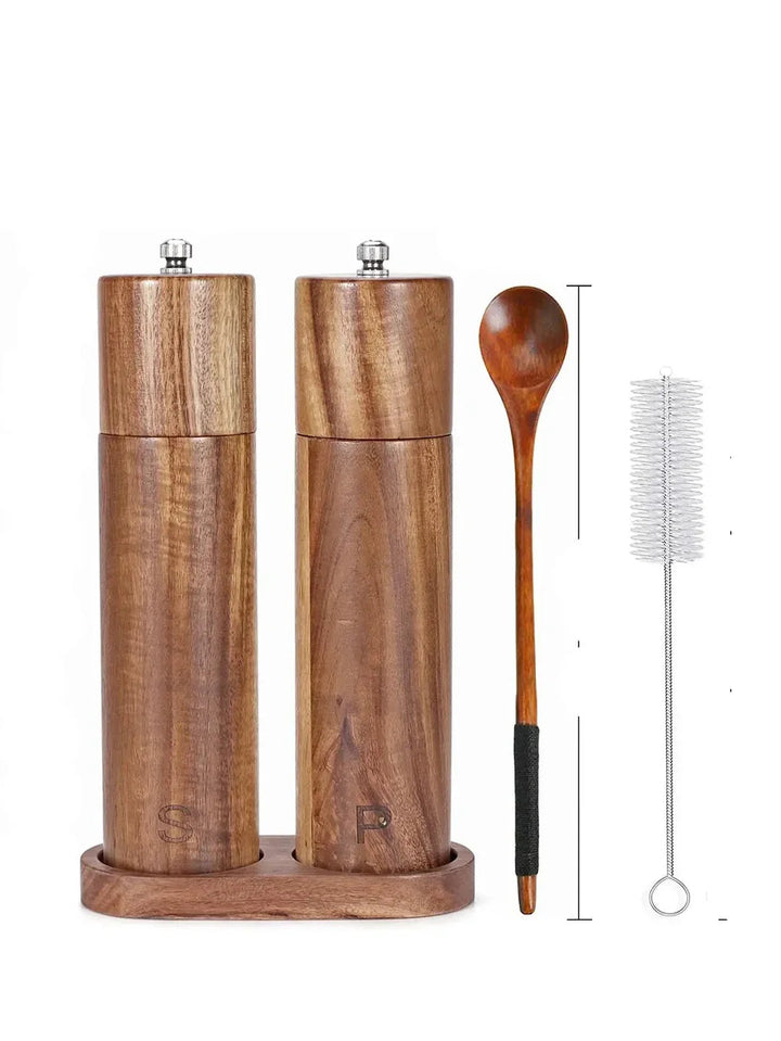 Wood Salt & Pepper Mill Set — detail view