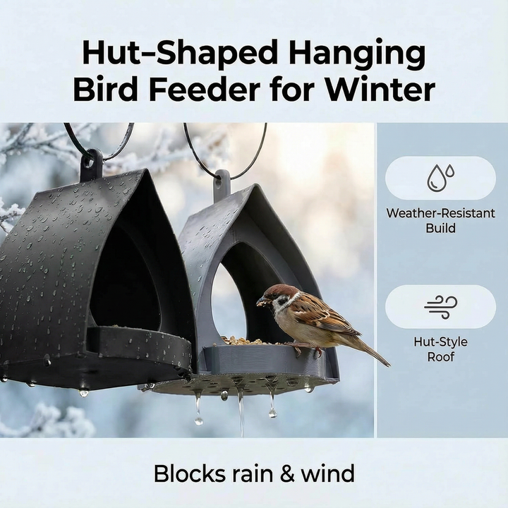 Roofed Hanging Bird Feeder — additional details and use