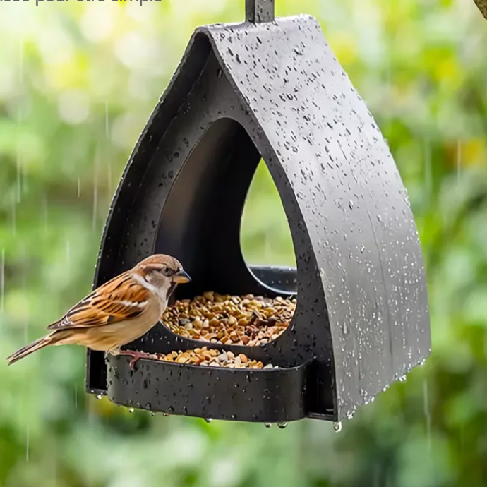 Roofed Hanging Bird Feeder — additional details and use