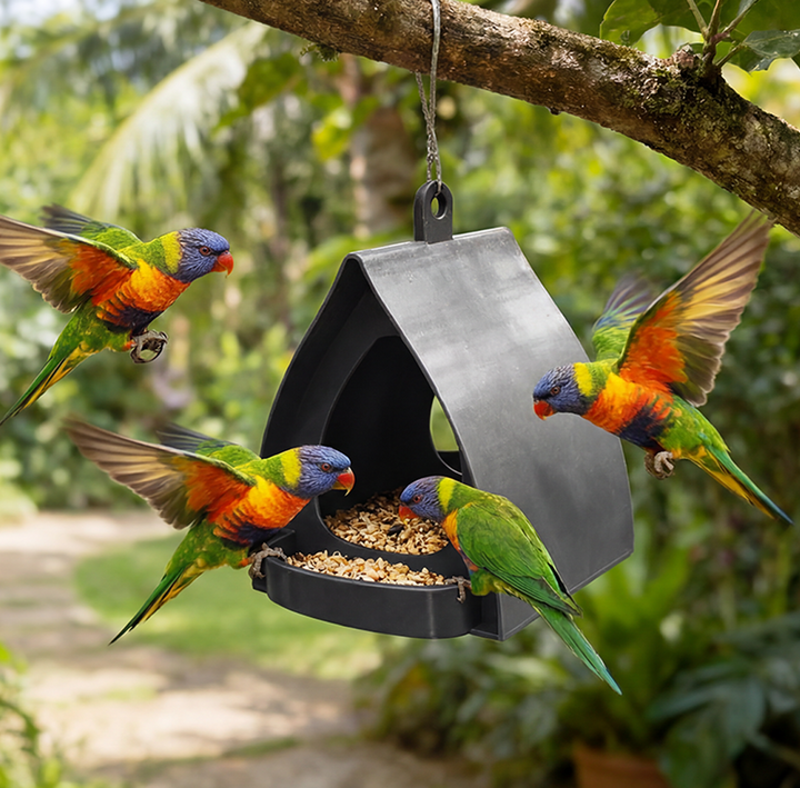 Roofed Hanging Bird Feeder — product photo