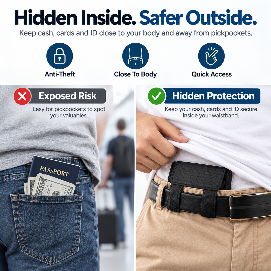Slim Travel Belt Pouch — additional details and use