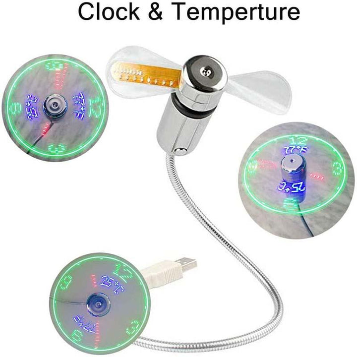 USB Desk Fan with LED Clock — additional product view