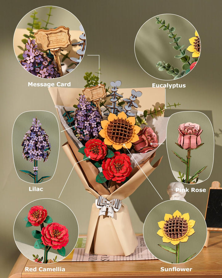 Wooden Flower Bouquet Building Kit — additional product view