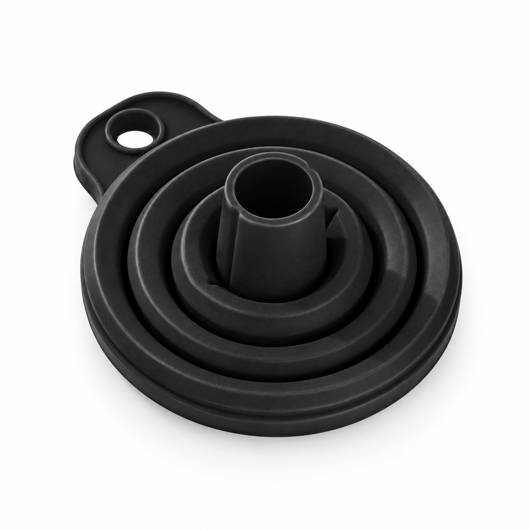 Dailyandmore — black foldable silicone funnel, collapsed