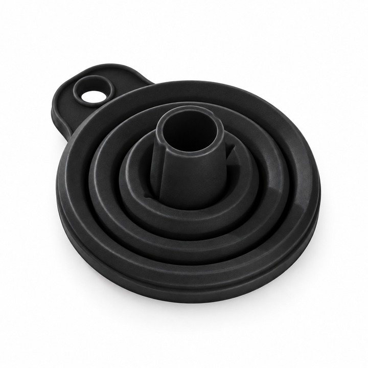 Dailyandmore — black foldable silicone funnel, collapsed